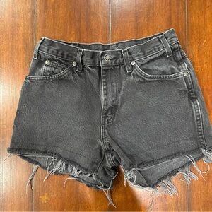 Dickies Black Cut Off Denim Shorts Waist 32 Distressed Raw Hem